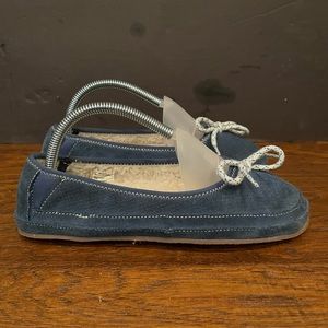 LL Bean Fleece Lined Suede Slippers Slip-On Moccasins